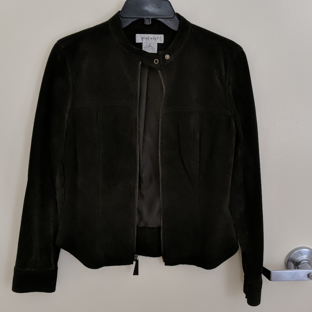 Vintage Nine West Dark Green Suede Zip-Up Women's Jacket